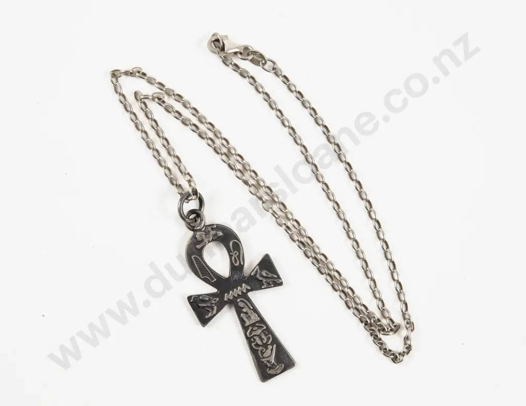 Egyptian Silver Engraved Ankh Pendant Image 1++