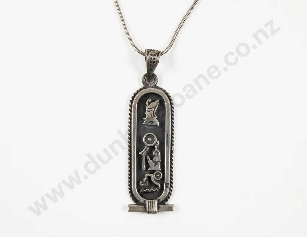 Egyptian Silver Hieroglyphic Pendant Image 1++
