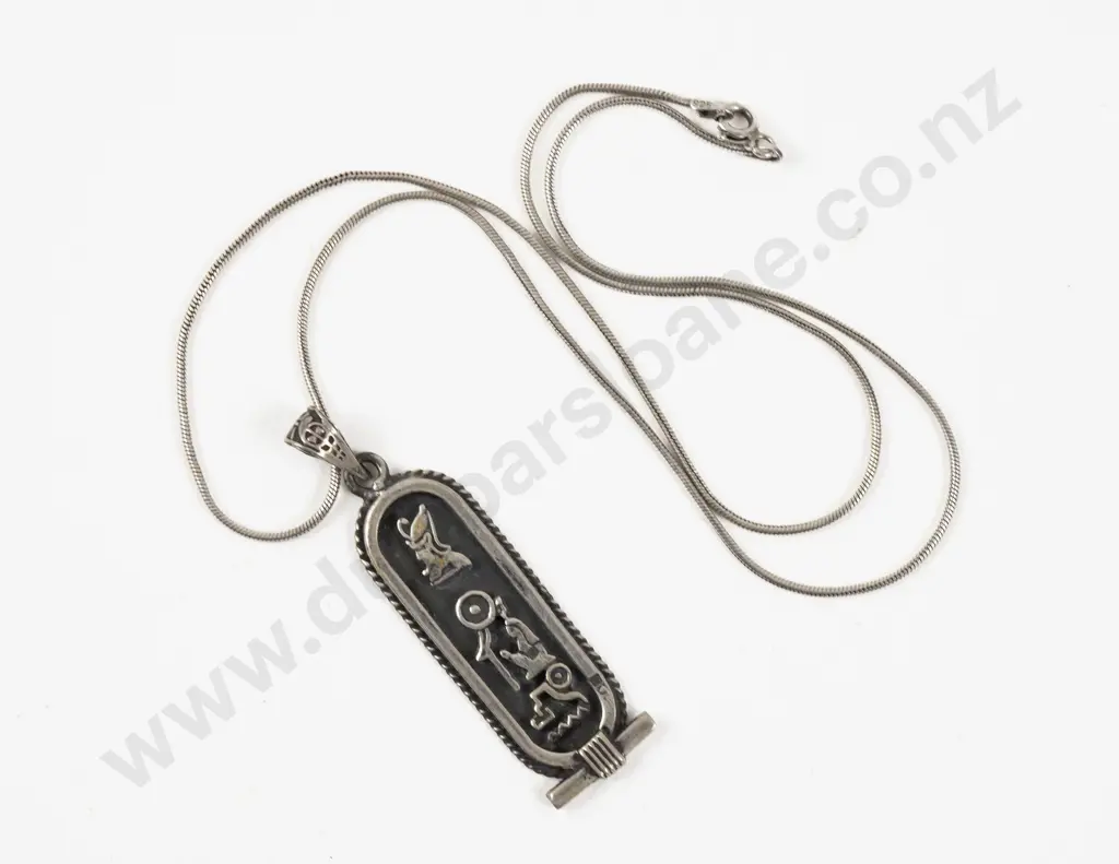 Egyptian Silver Hieroglyphic Pendant Image 1++