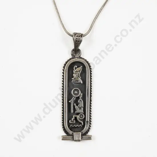 Egyptian Silver Hieroglyphic Pendant