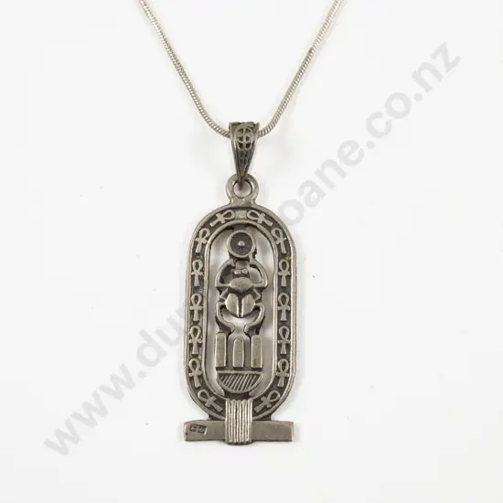 Egyptian Silver Hieroglyphic Pendant
