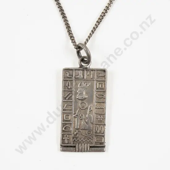 Egyptian Silver Hieroglyphic Pendant