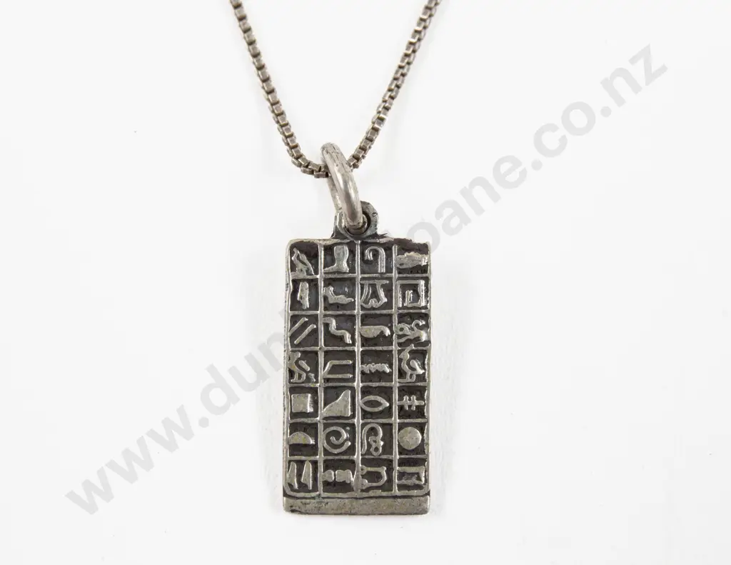 Egyptian Silver Hieroglyphic Pendant Image 1++