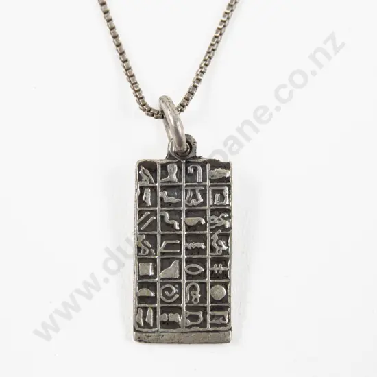 Egyptian Silver Hieroglyphic Pendant