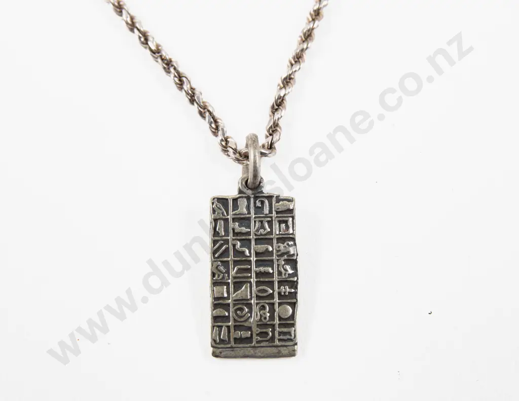 Egyptian Silver Hieroglyphic Pendant Image 1++