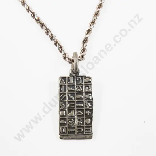 Egyptian Silver Hieroglyphic Pendant