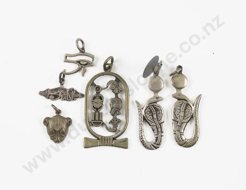Collection of Assorted Egyptian Silver Pendants Image 1++