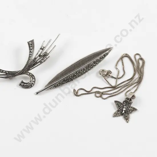 S/S Marcasite Butterfly Pendant