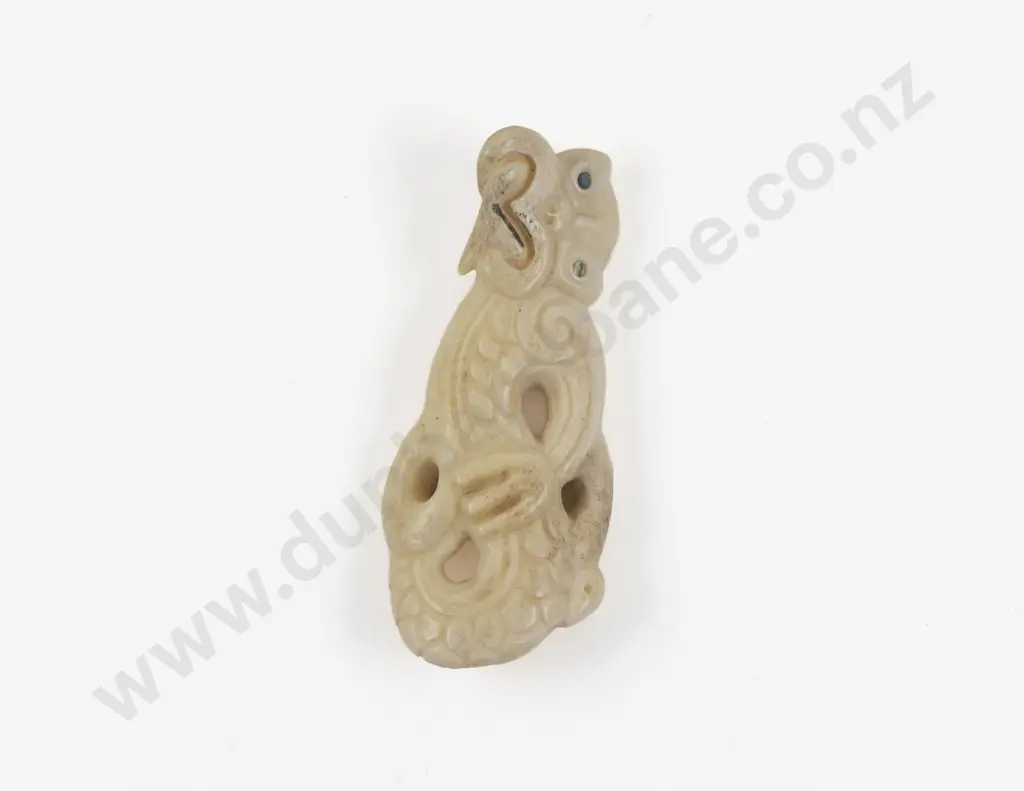 Carved Bone Pendant Set with Paua Shell Image 1++