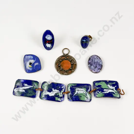 Collection of Assorted Mid Century Enamel on Copper Jewellery