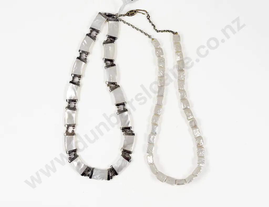 Single Strand Flat Fresh Water Pearl Necklace Image 1++