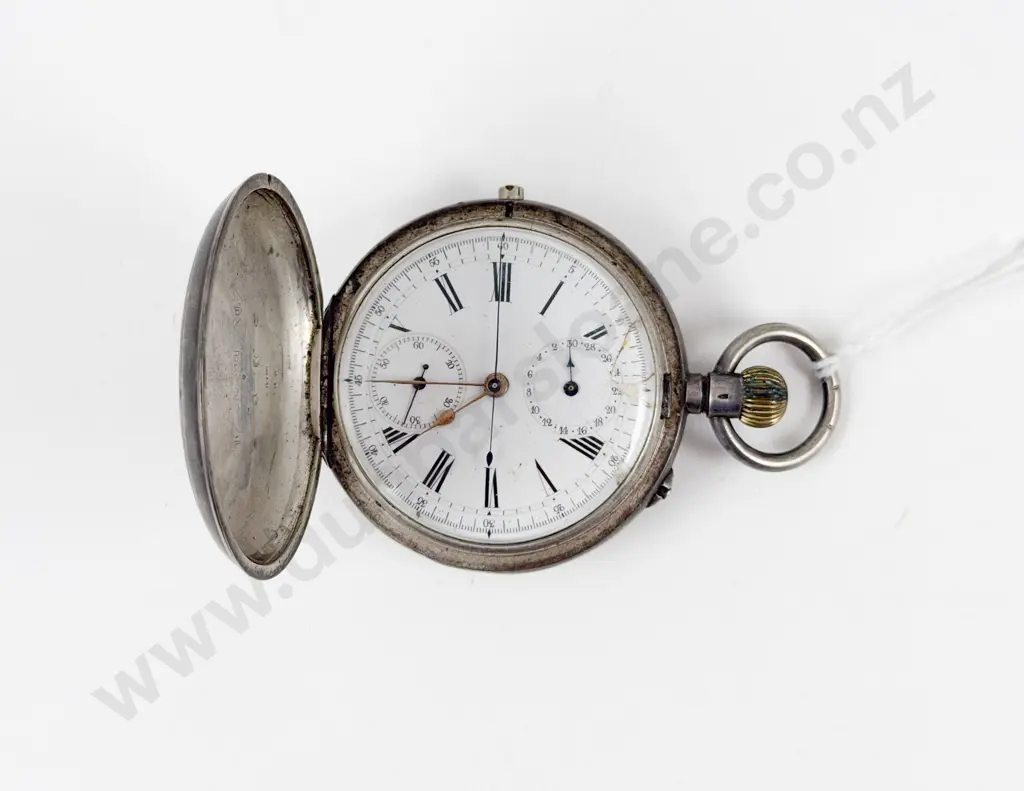 .935 Silver Hunter Cased Lever Wind Pocket Watch Image 1++