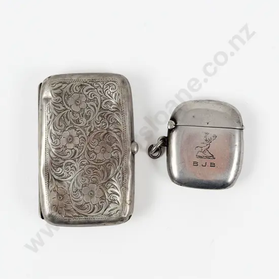 Victorian S/S Engraved Vesta Case and Cigarette Case