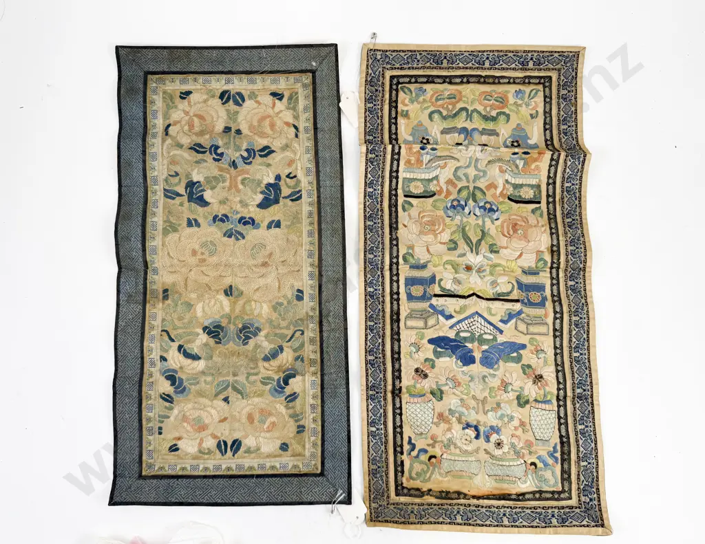 Two Chinese Embroidered Panels with Small Quantity of Linen Image 1++