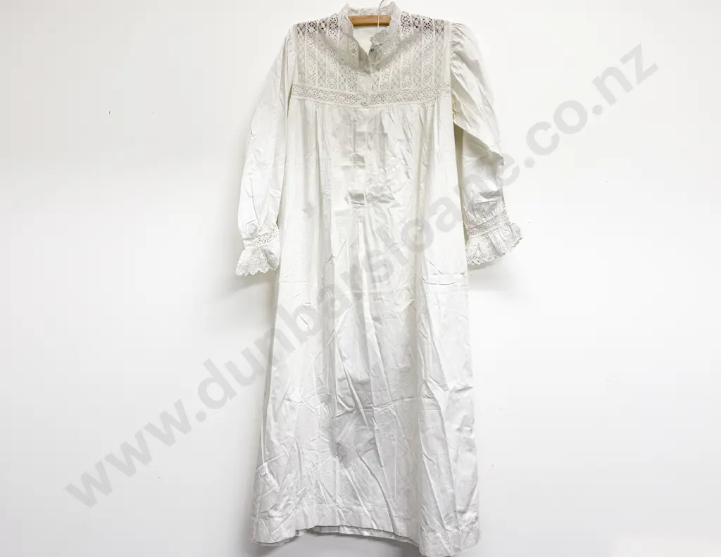 Edwardian Cotton Lace Full Length Night Shirt Image 1++