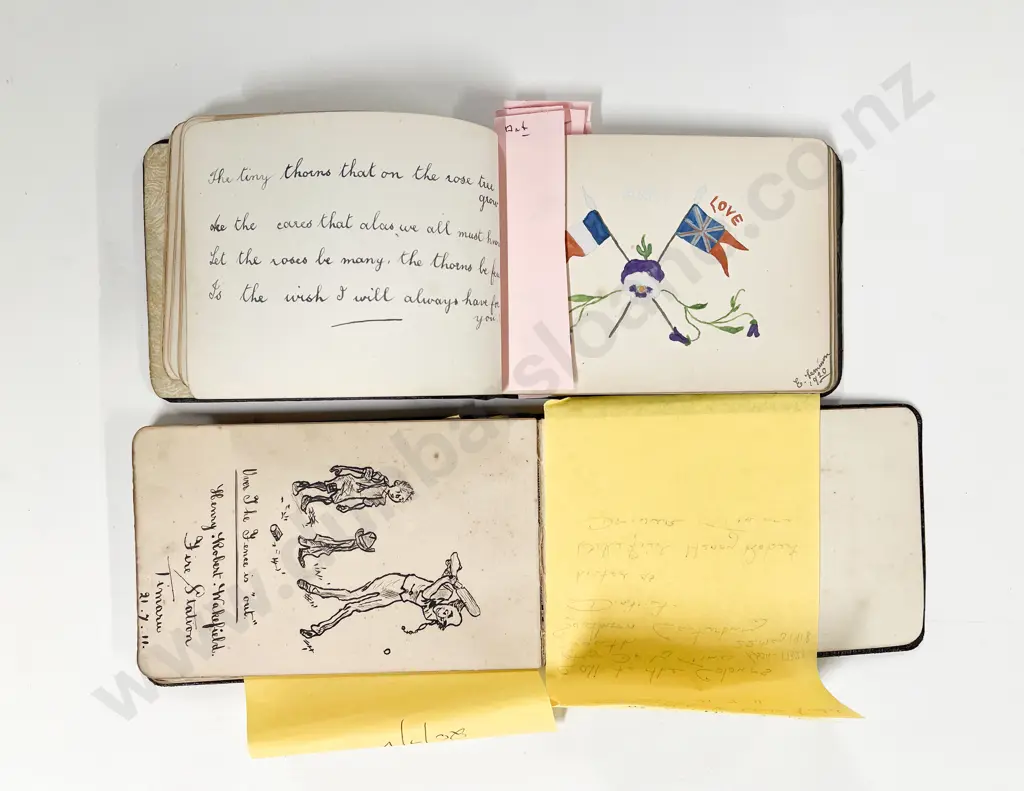 Two Antique Autograph Albums with some WWI Service Men Identified Image 1++