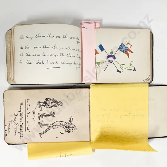 Two Antique Autograph Albums with some WWI Service Men Identified