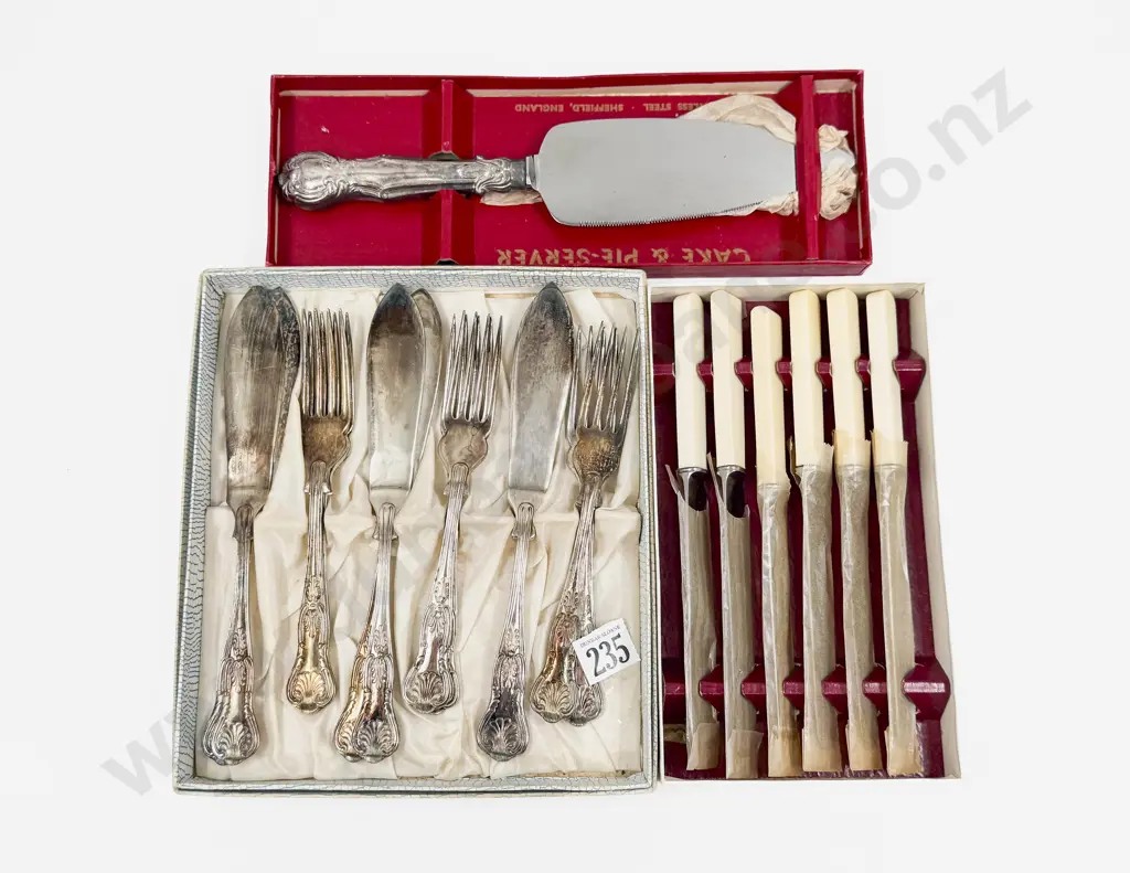 Three Boxed Sets of Cutlery incl Bone Handled & Kings Pattern Image 1++