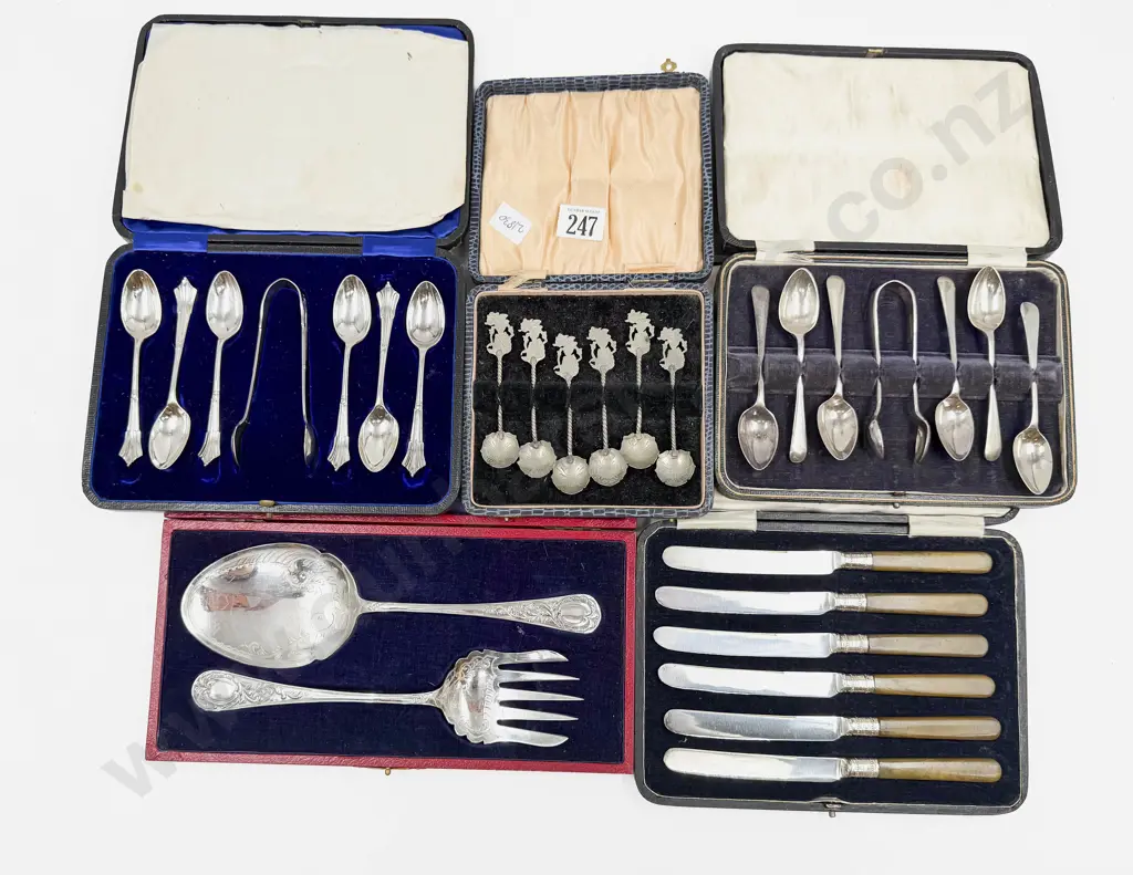 Five Assorted Cased Cutlery Sets Image 1++