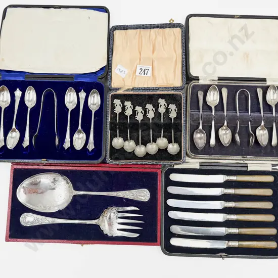 Five Assorted Cased Cutlery Sets
