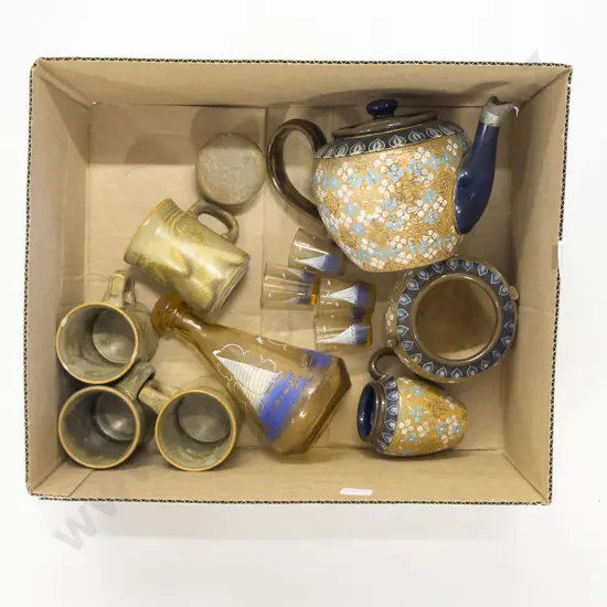 Qty of Assorted Stoneware together with Glass Decanter