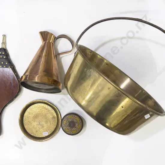 Brass Preserving Pan together with Assorted Metalware etc