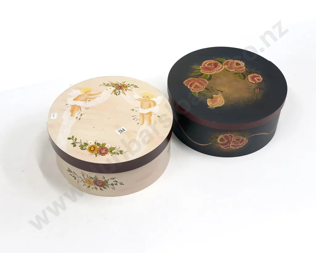 Two Decorative Painted Hat Boxes Image 1++