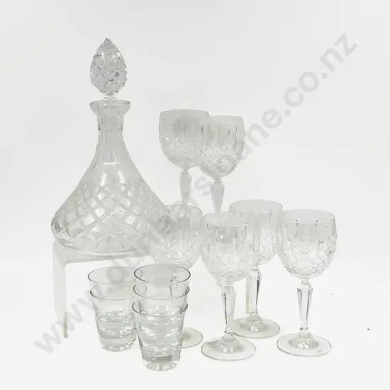 Crystal Decanter with Six Crystal Wine Goblets & Others