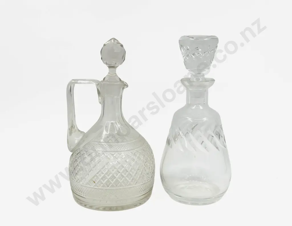 A French Crystal Decanter together with Stoppered Ewer Image 1++