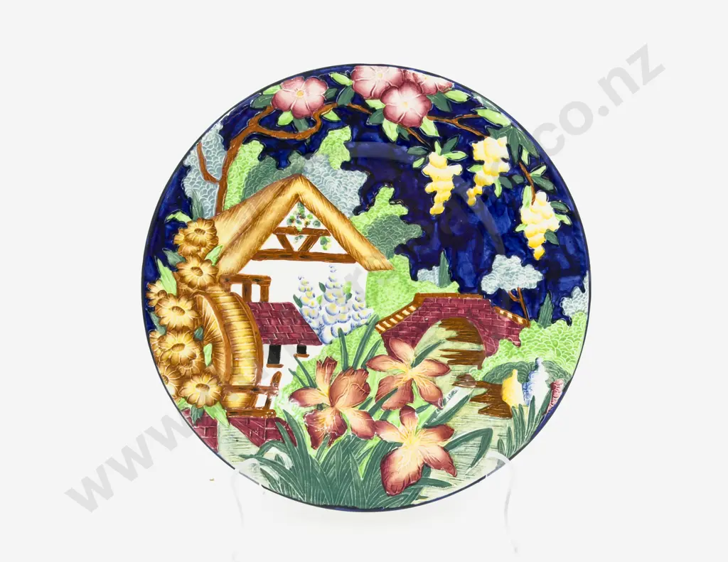 Vintage Maling Tube Lined "Old Mill" Decorative Plate Image 1++