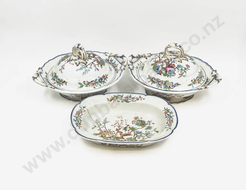 Pair of Vict China Tureens & Other Image 1++