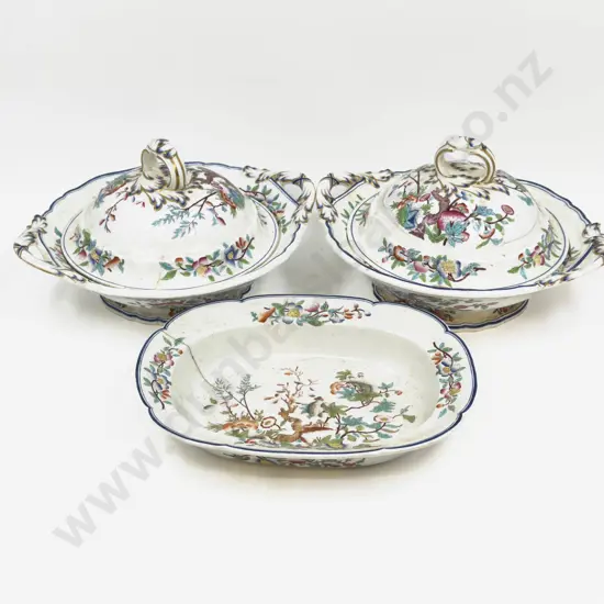 Pair of Vict China Tureens & Other