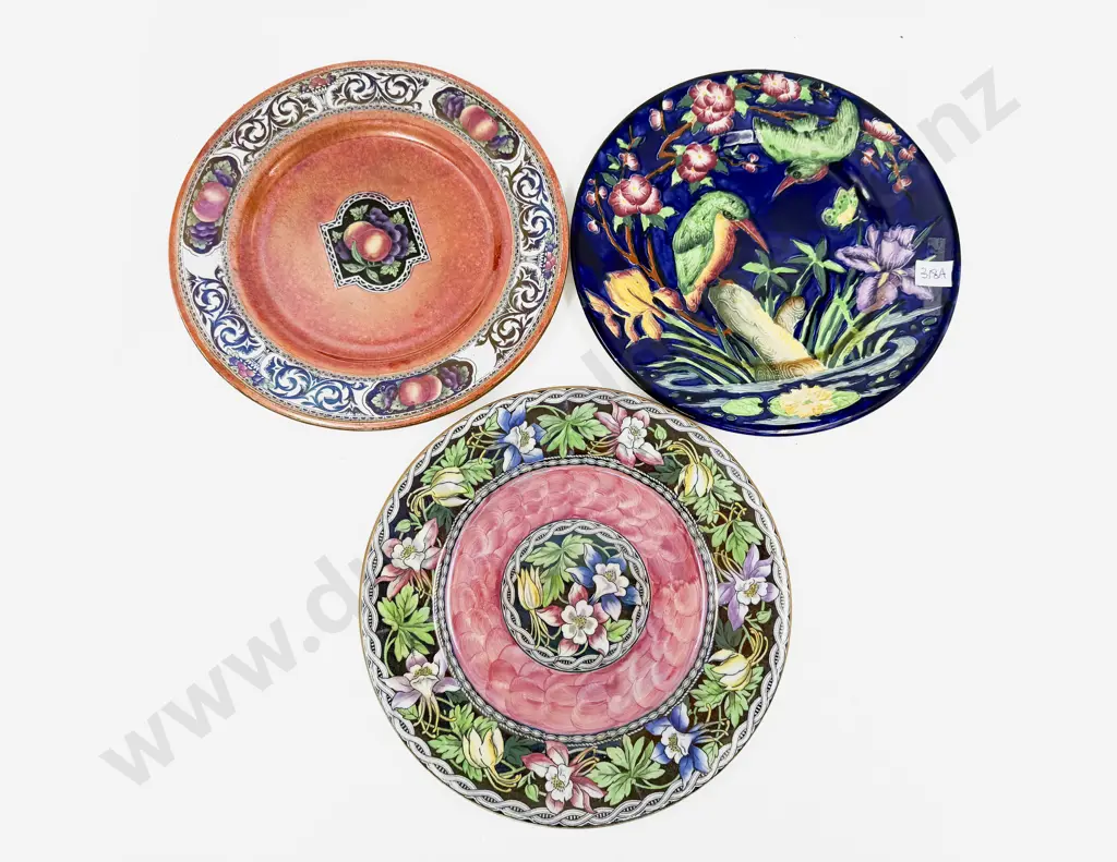 Three Maling Plates Including Kingfisher Image 1++