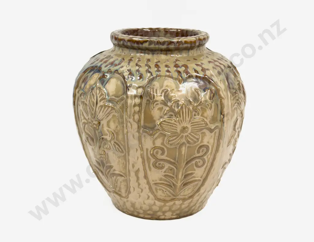 Glazed Floral Decorated Vase Image 1++