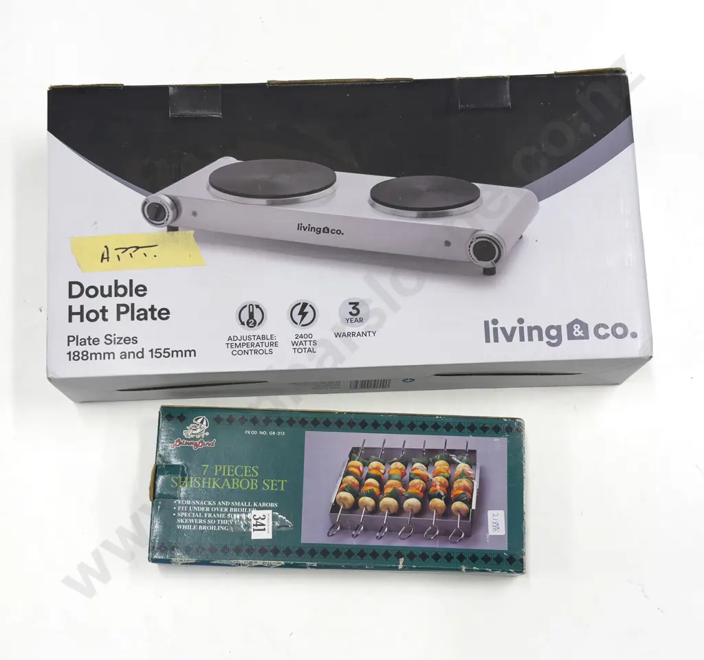 Boxed Double Hot Plate together with Shish Kebab Set Image 1++