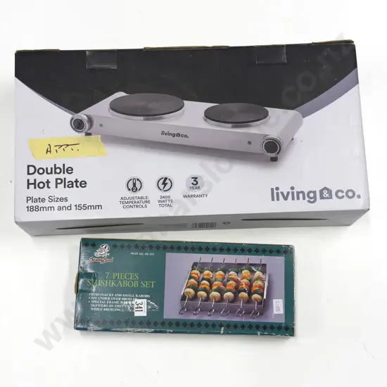 Boxed Double Hot Plate together with Shish Kebab Set