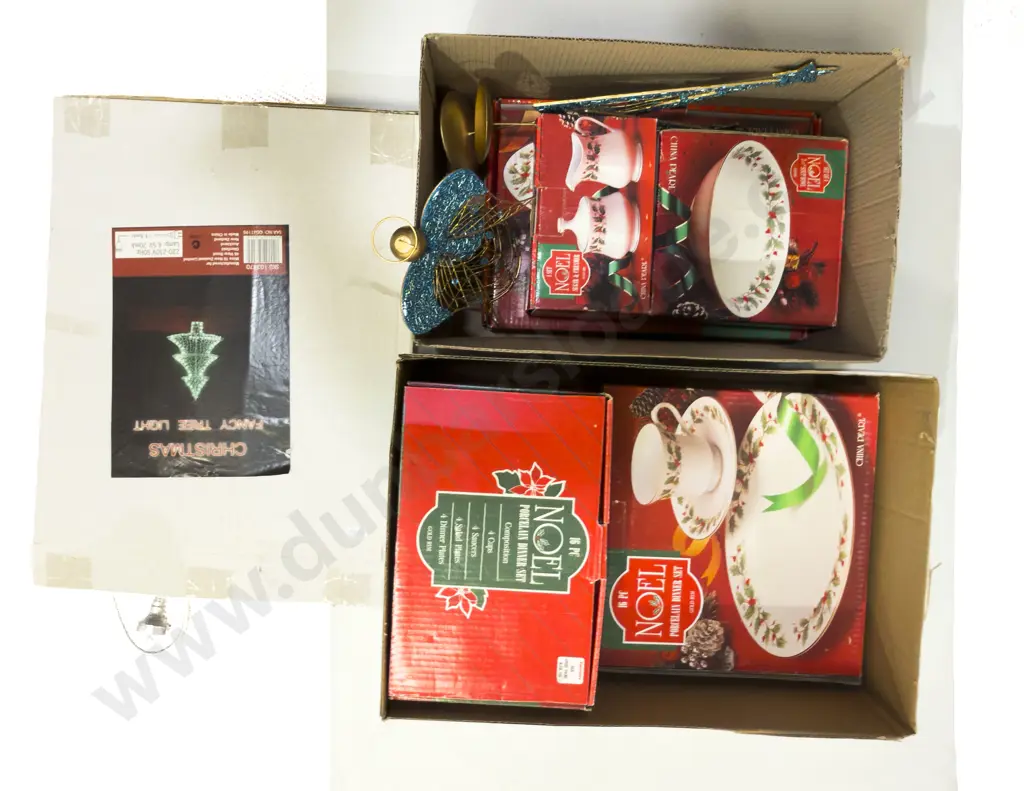 Qty of Boxed Noel Christmas Themed China Sets & Assorted Christmas Decorations Image 1++