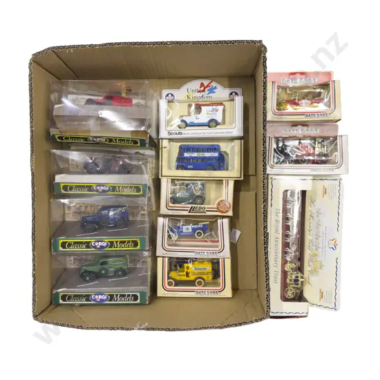 Eleven Assorted Diecast Boxed Model Vehicles together with Boxed Matchbox "Her Majesty's Gold Stage Coach"