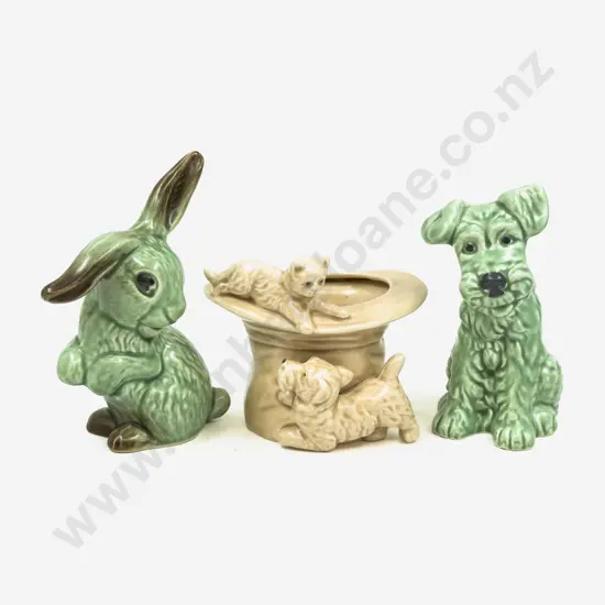 Sylvac Bunny & Dog together with Sylvac Top Hat Figure Group