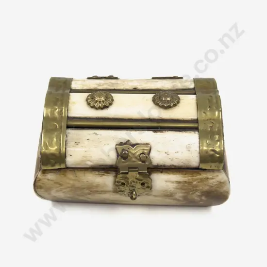 Vintage Bone and Brass Trinket Box