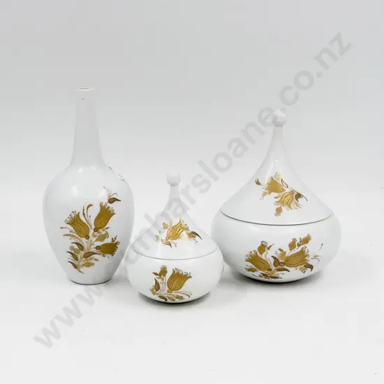 Graduated Pair of Rosenthal Lidded Bowls & Vase