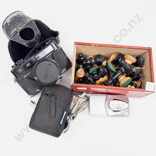 Vintage Yashica Camera together with Digital Camera & Boxed Chess Pieces