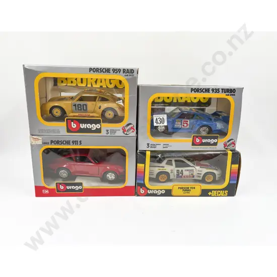 Four Boxed Burago 1:24 Scale Porsche Models