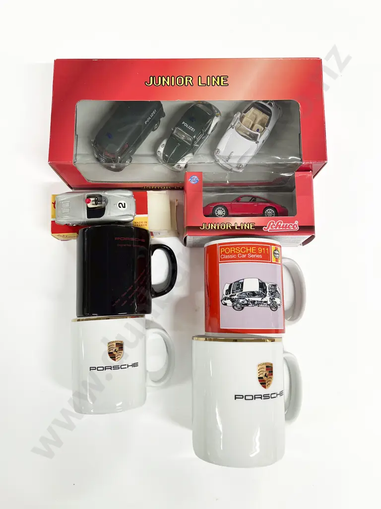 Schuco & Solido Boxed Models with Four Porsche Mugs Image 1++