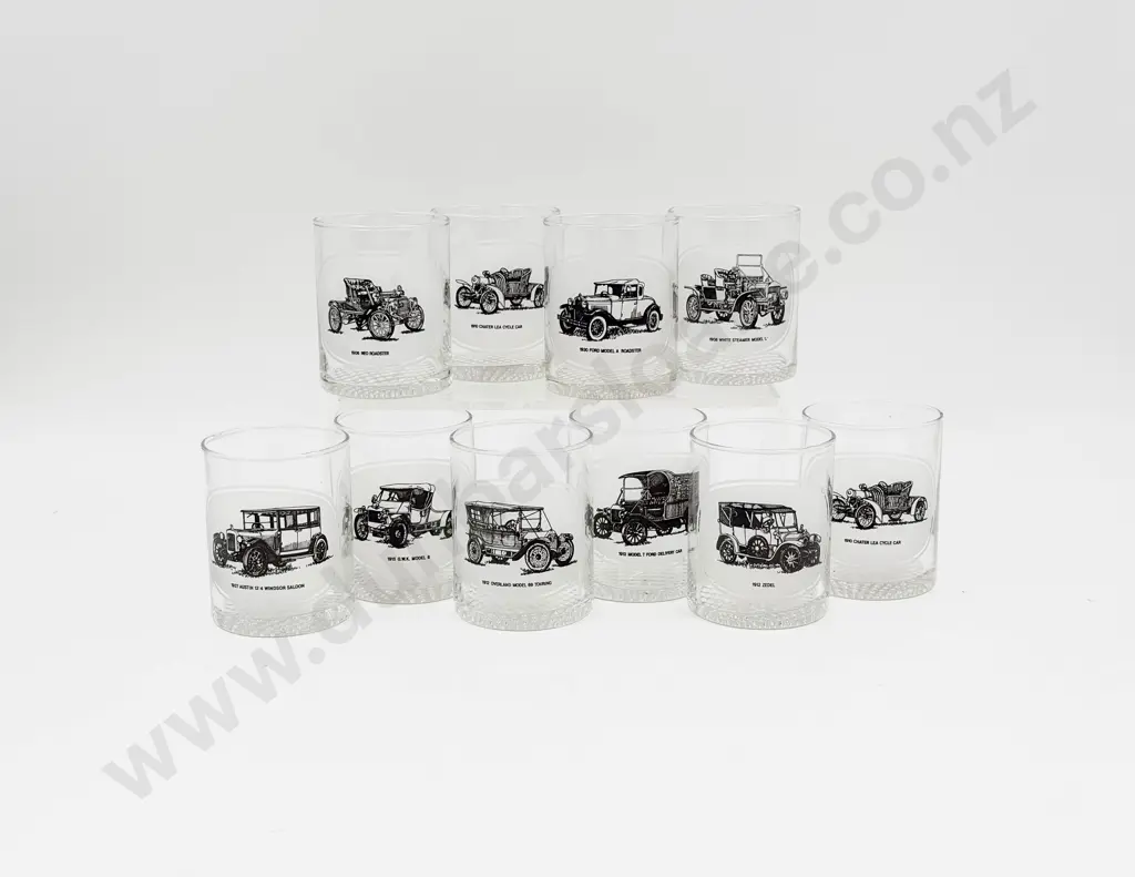 Ten Vintage Car Decorated Tumblers Image 1++