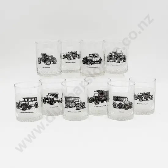 Ten Vintage Car Decorated Tumblers