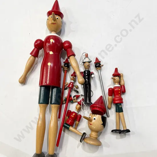 Collection of Wooden Italian Maestro Geppetto Figures