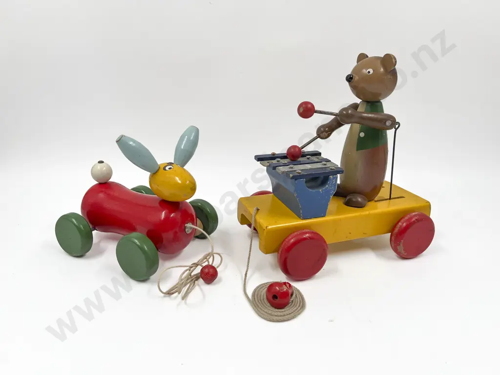 Vintage Pull Along Bruno Bear & Rabbit Image 1++