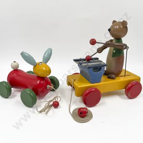 Vintage Pull Along Bruno Bear & Rabbit