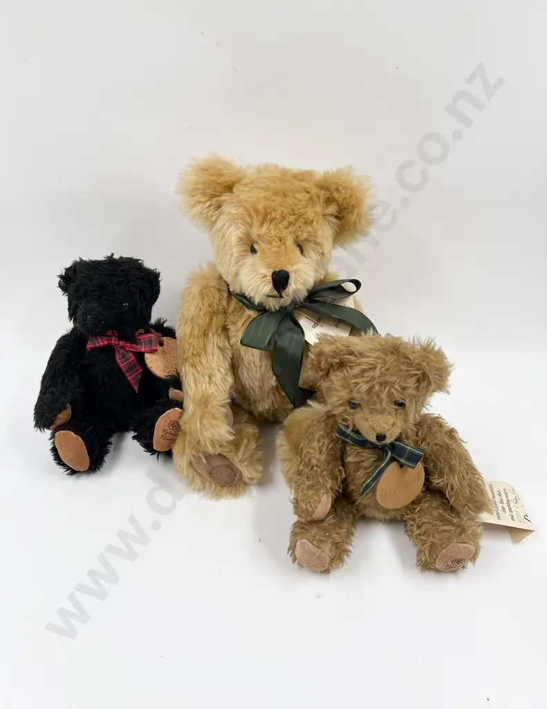 Three Country Life Teddy Bears - Benson Robert Vine Winifred & Almond - 34cm 22cm & 22cm Image 1++